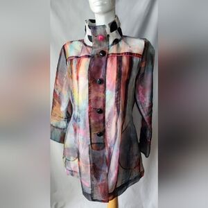 UBU Sheer Colourful Mixed Print Lightweight Jacket Size M